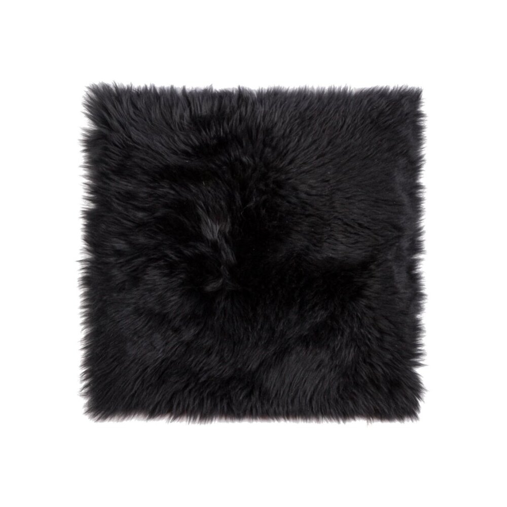 Natural Home Decor New Zealand Sheepskin Chair Pad | 1-Piece | Black | 17"x17"